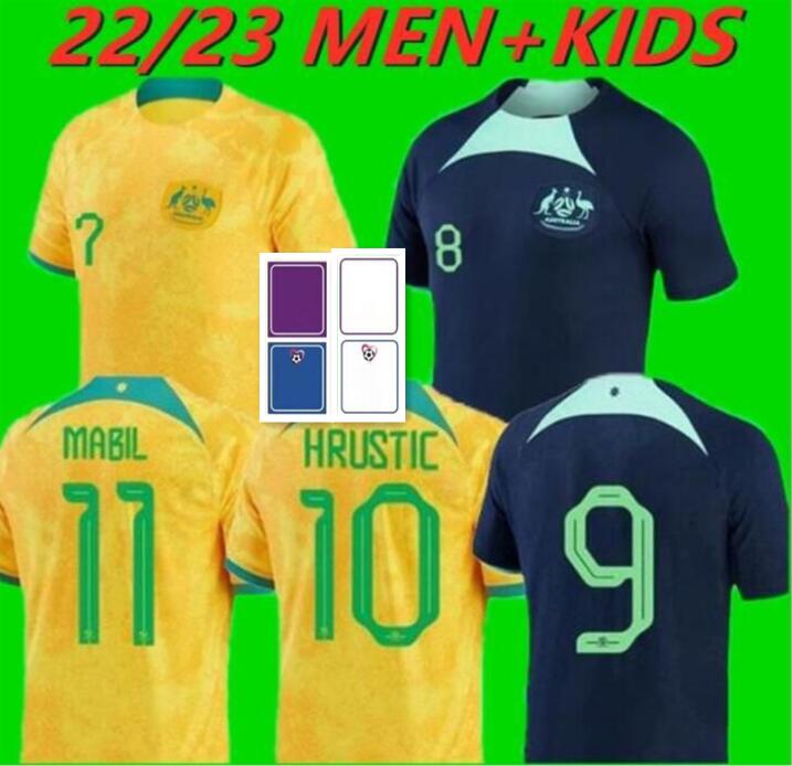 

22 23 Australia Soccer Jerseys home away MOOY 13 SOUTTAR 19 HRUSTIC 10 BOYLE 6 IRVINE 22 MABIL MCGREE 2022 World CUP football shirt men kids set kits uniform, 2023