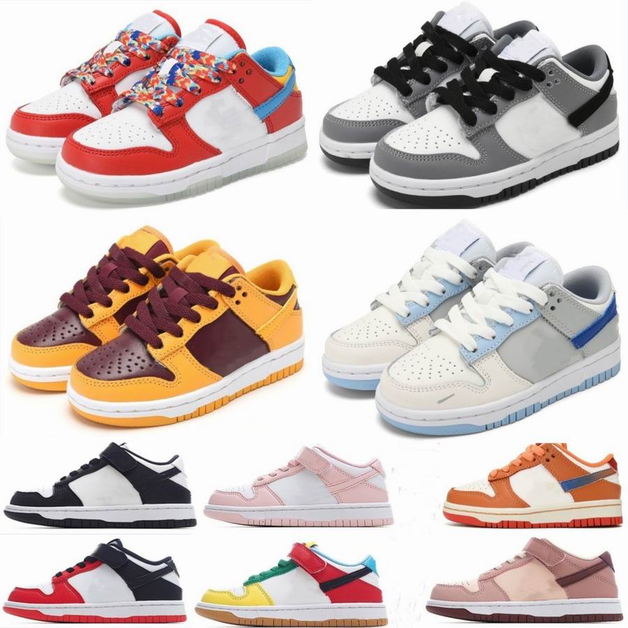 

Dunks Low Pro Kids Basketball Shoes Panda Black Blue Elastic Band Children's Board Shoes Magic Button Boys Girls Pupil Students Grey Pink Red White Sporting Sneakers, Color13