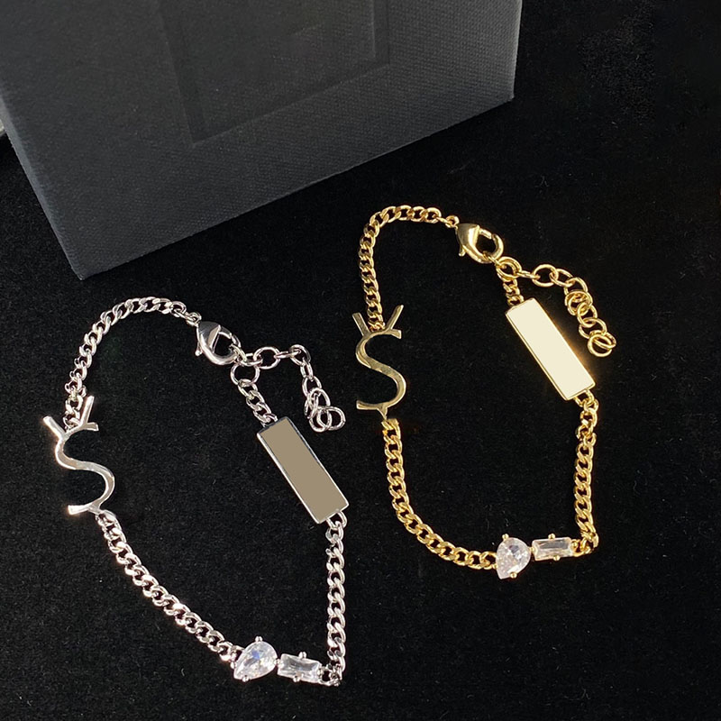 

Water Droplet Diamond Charm Bracelets Women Letter Card Ornament Bracelets Lady Lobster Adjustable Hand Jewelry