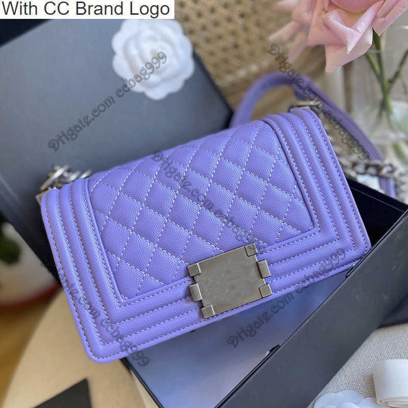 

CC Brand Totes Classic Boy Flap Mini Designer Bag Quilted Vintage Grained Shiny Lambskin Luxury Handbags Silver Hardware Wallets with Chain Coin Purses Shoulder, Red