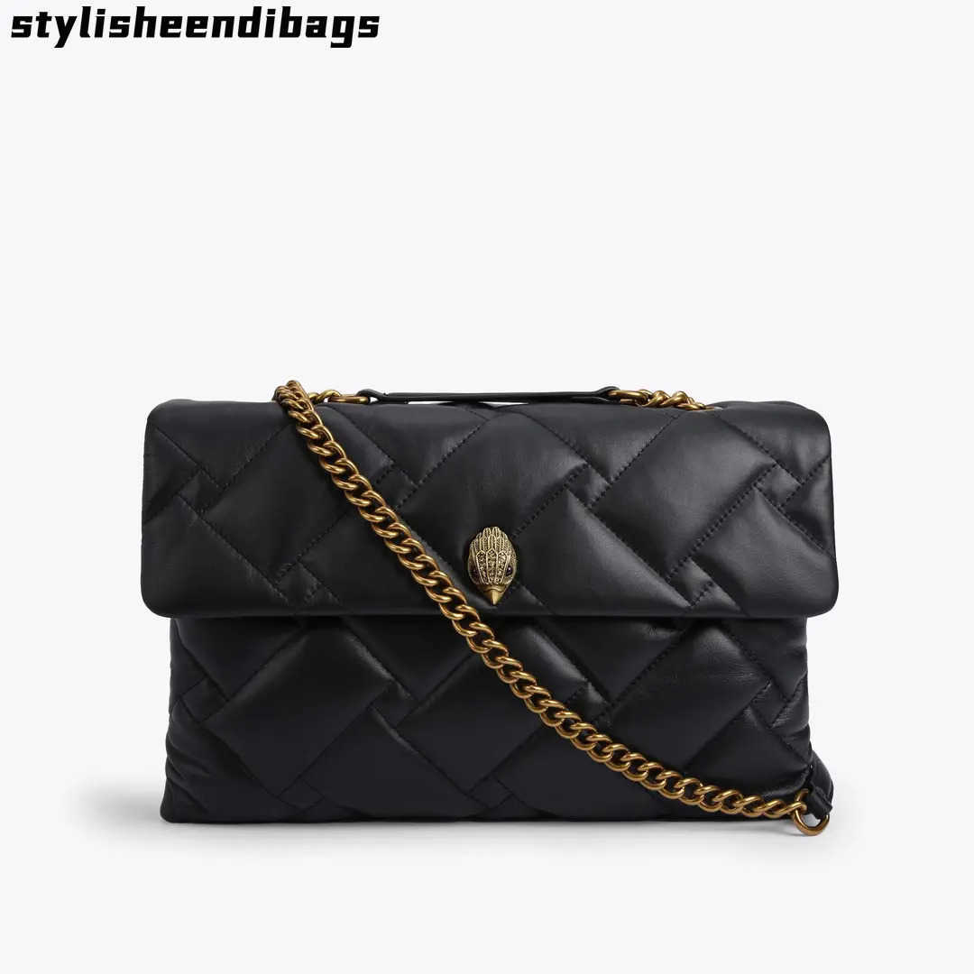 

Kurt Shoulder Bags Geiger London Kensington XXL 38cm Soft Leather Handbags Luxury Black Chains Shoulder Bag Big Cross Body Purse and bag