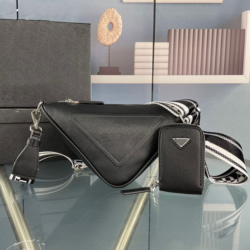 

shoulder bag Wide strap brand fashion leather 3-in-1 Crossbody bag Bag 2023 new triangle bag Pouch Mini Coin Case Wallet Luxury Designer Bag, Yellow