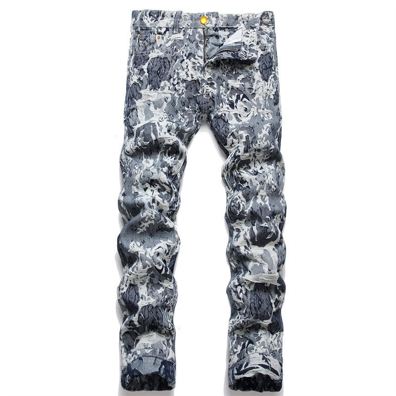 

Men's Jeans Autumn And Winter Embroidered Leopard Print HighEnd Italian Style Soft Casual Cotton Stretch Feet 3D Stripe2 230227, Dark grey