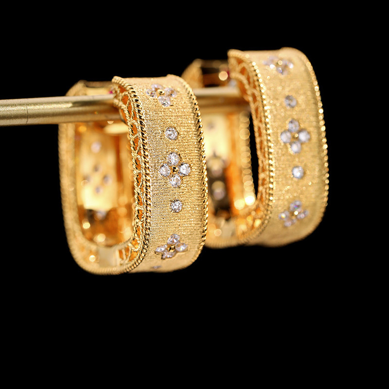 Boucles d'oreilles Vintage françaises Stud Palace, industrie lourde, carrées en or brossé, larges et brillantes, cadeau épais, bijoux de Boutique