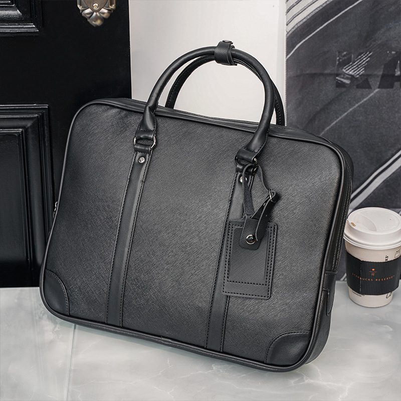 

Factory wholesale men bag multifunctional man portable computer bags simple bulk leather briefcase business trend all-match leisure handbags, Black