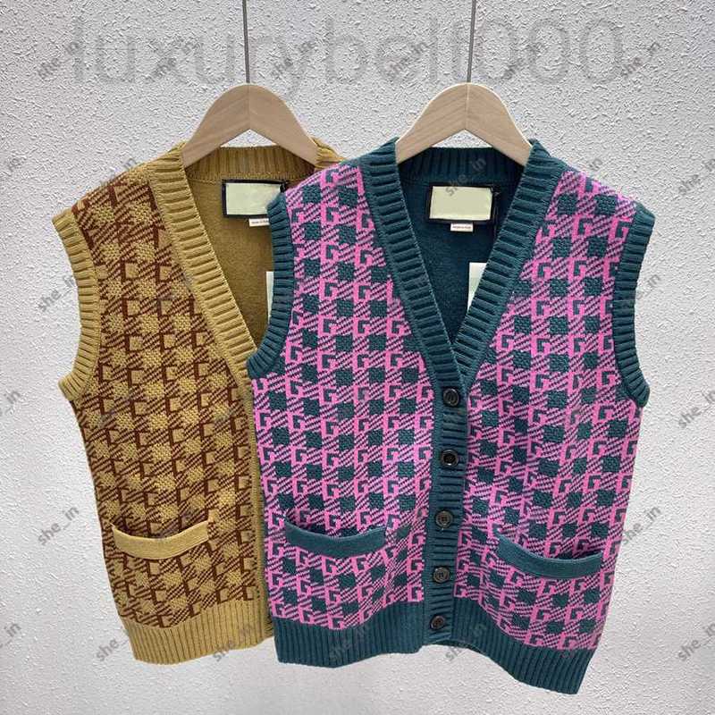 Women's Knits & Tees Designer Womens Cardigan Sweaters Fashion Vests Sweatshirts Stylish V Neck Sweater Vest Winter Women Warm Knit Jacquard II
