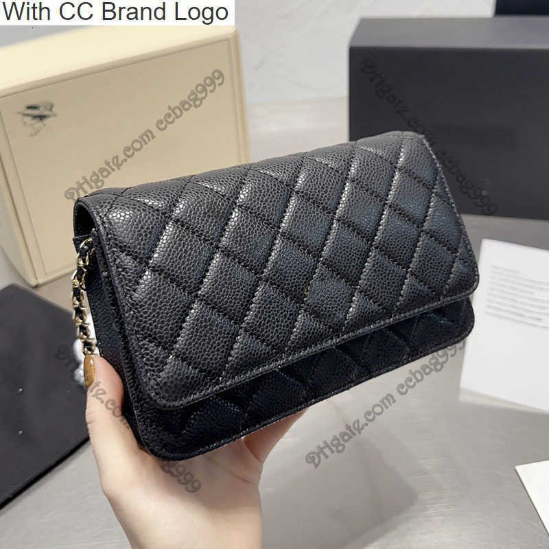 

CC Brand Cross Body Vintage Black Grained Calfskin Caviar Flap Bags on Wallets Woc Diamond Quilted Crossbody Shoulder Handbags Gold Metal Hardware Luxury Key Po