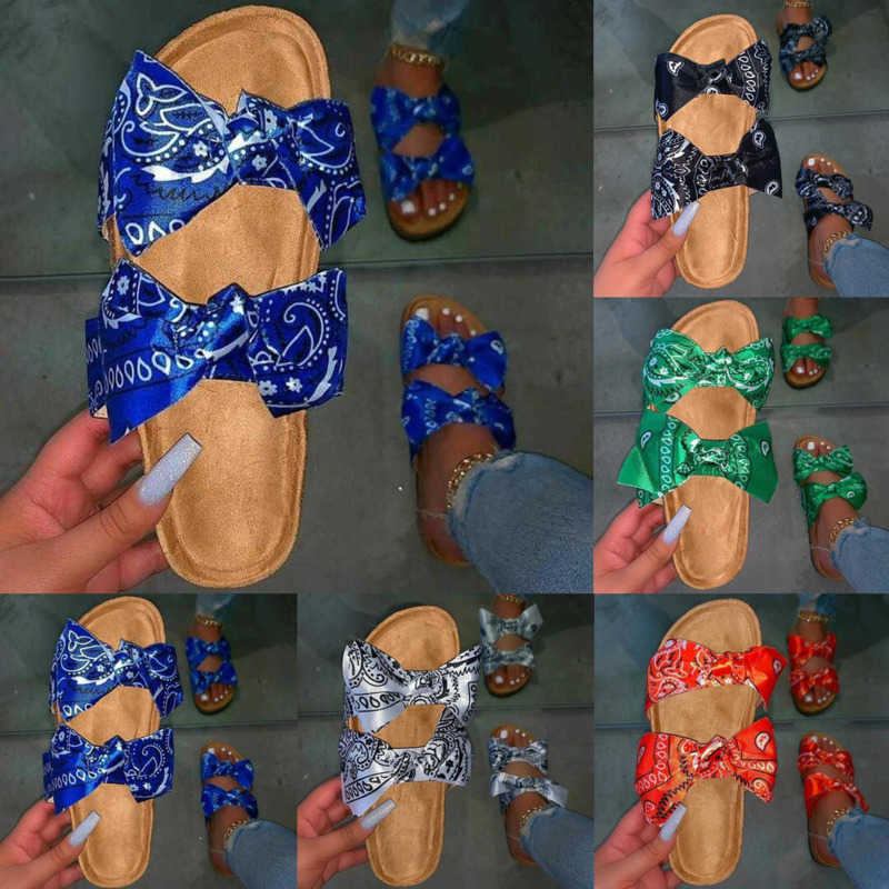 

2023 Retail Designers Womens Slippers Flat Slides Sandals Large Summer Flat Bottom Bow Casual Shoes, #1