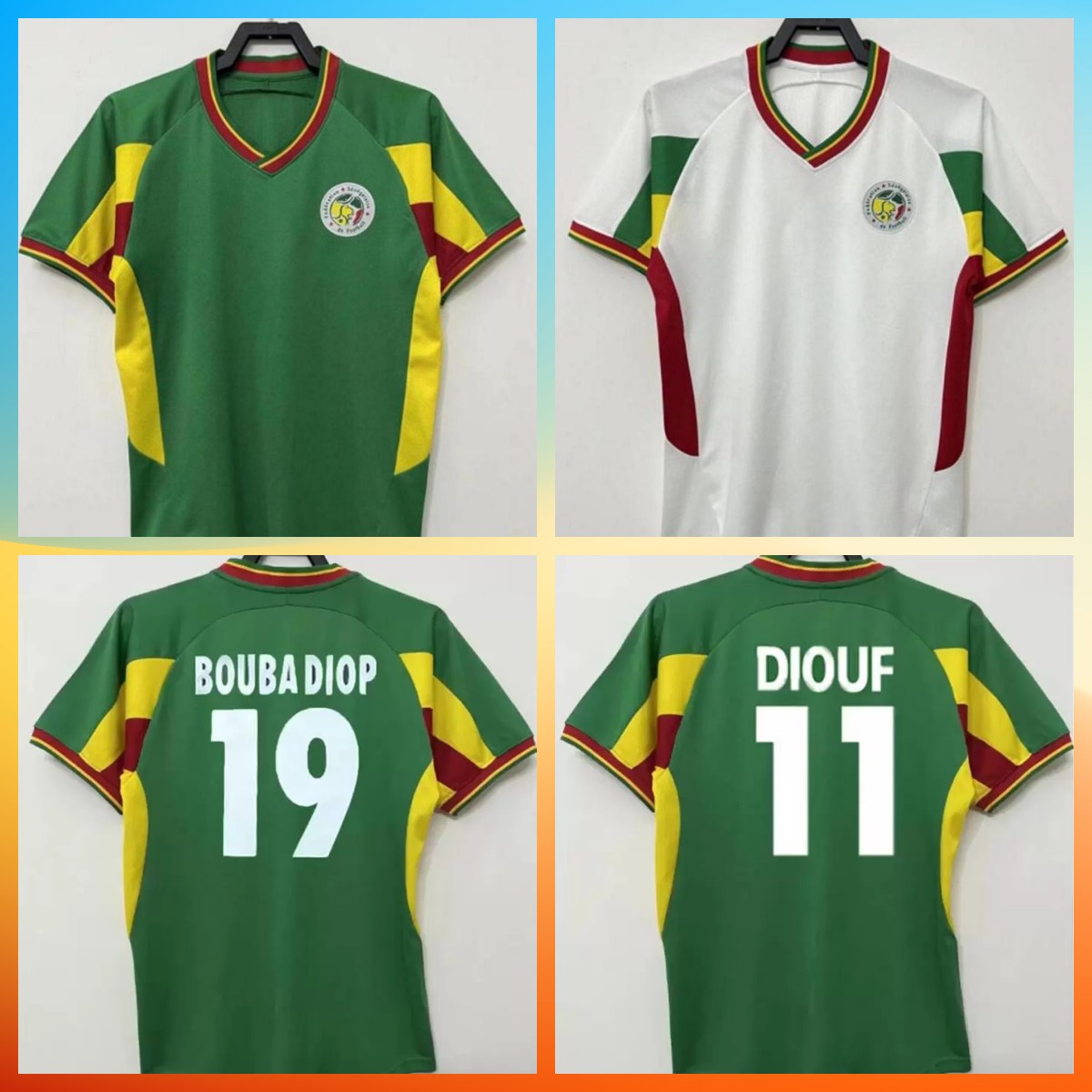 

2002 2003 Senegal retro Newest soccer jerseys 02 03 Diouf BOUBA DIOP H.CAMARA KH.FADIGA DIAO classic vintage football shirt