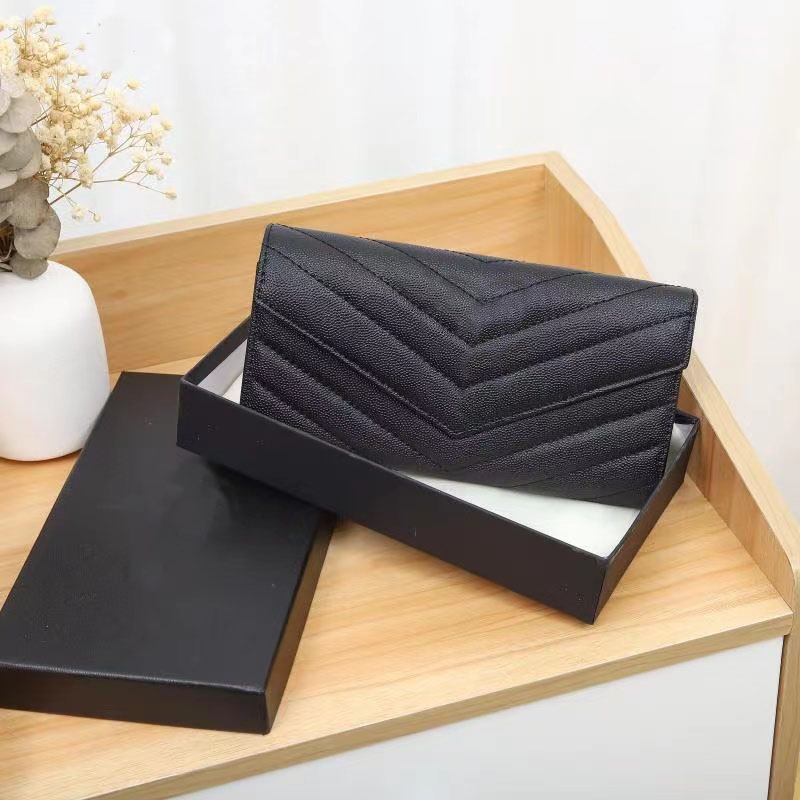 

Designer CASSANDRE Women wallets Handbags caviar leather clutch purse coin purses card holders, Short wallet:black with gold hardware