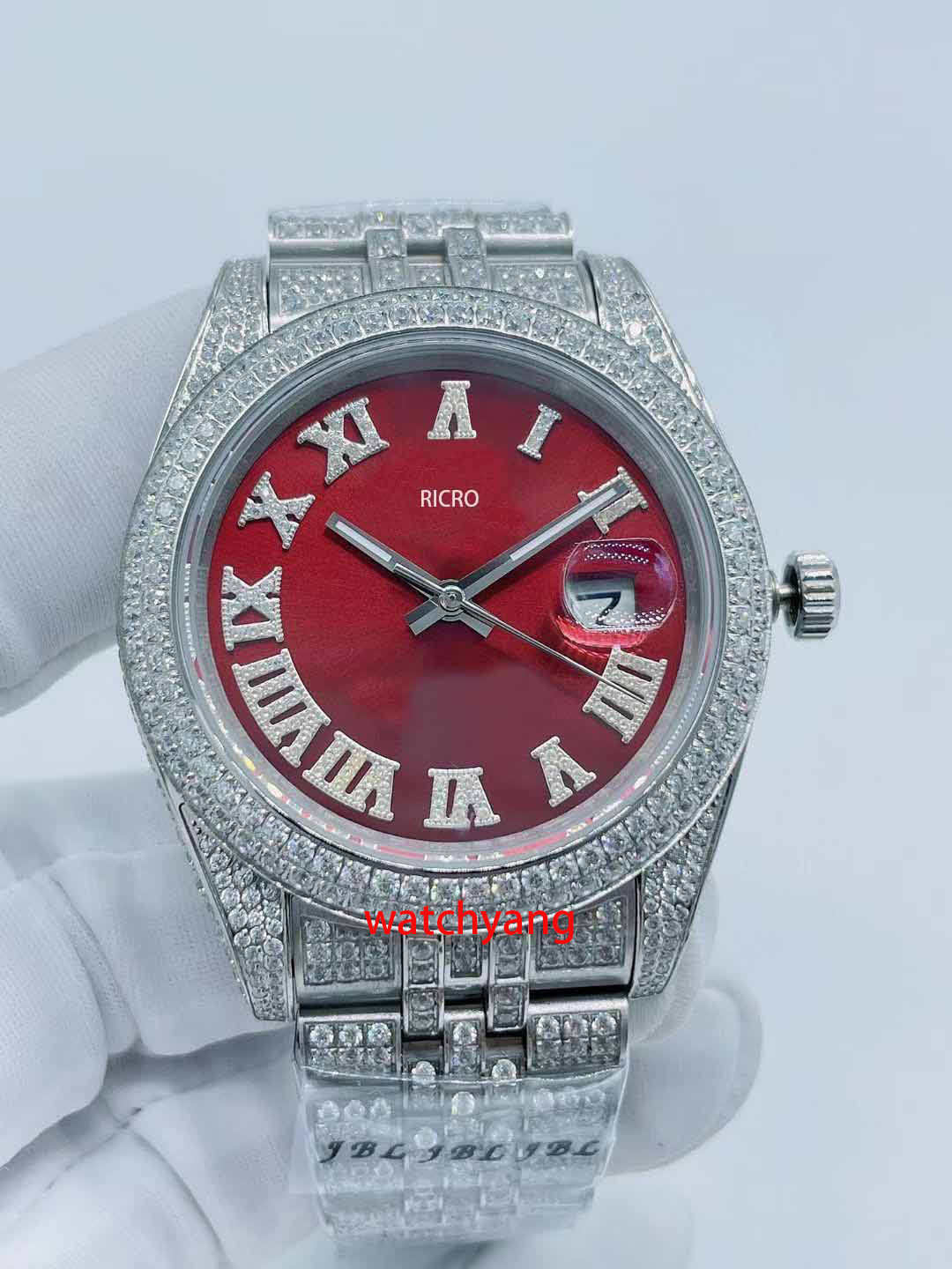 

Luxury designer men's watch Full Drill Roman Double Calendar Series 41mm size automatic mechanical movement waterproof watch Sports Casual