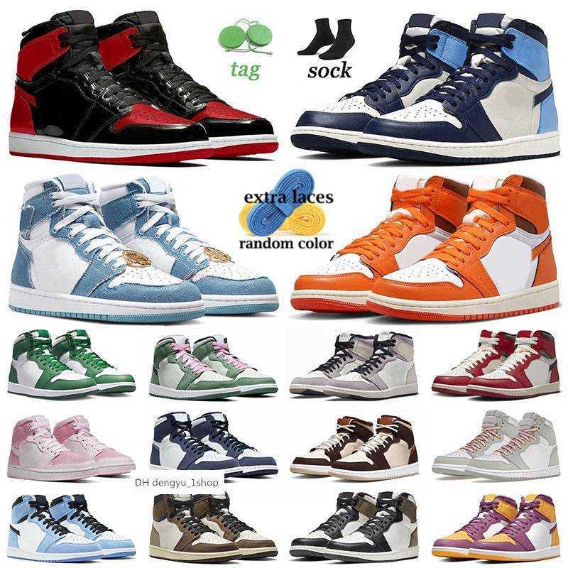 

Jumpman 1 S Patent Bred Basketball Shoes J1 Designer Sneaker Retro High OG Starfish 1s Obsidian True Blue Denim Chicago Mid jorden JO OG air shoe, H05 36-47 high og denim