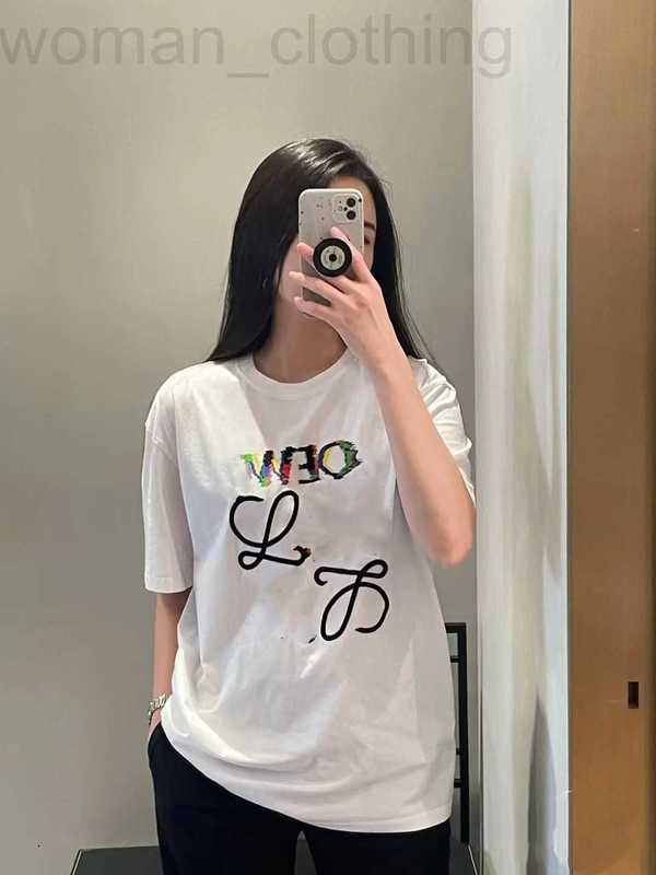 

Women' T-Shirt Designer 2023 New Summer Colorful Embroidery Loose Relaxed Men' and Cotton Top T-shirt J4BD, White