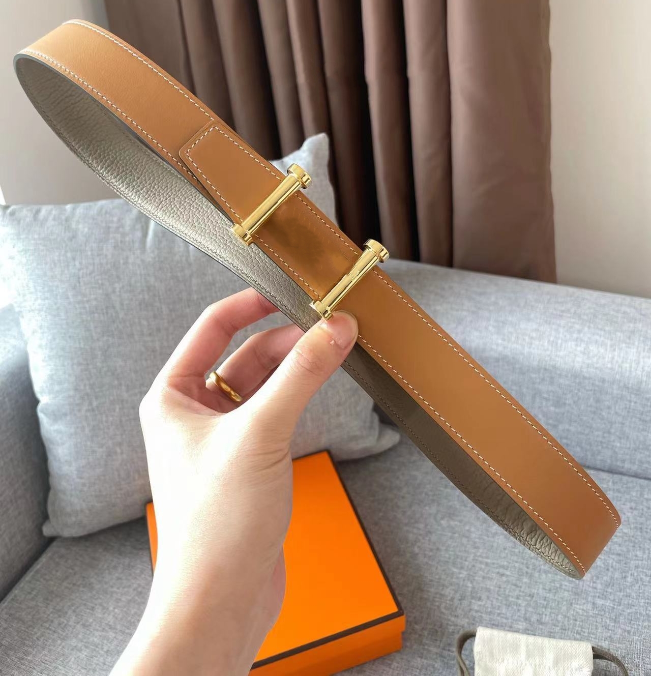 

Top fashion men belts Togo leather belts for mens and women designers double-sided cowhide belts classic brown black 3.2cm, Yellow