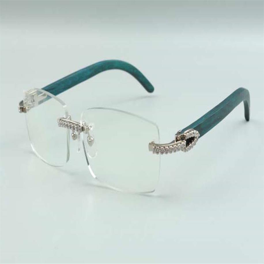 

2021 new style high-end designers medium diamonds glasses 3524012 for men women natural teal wooden glasses frame size 36-18-1353281