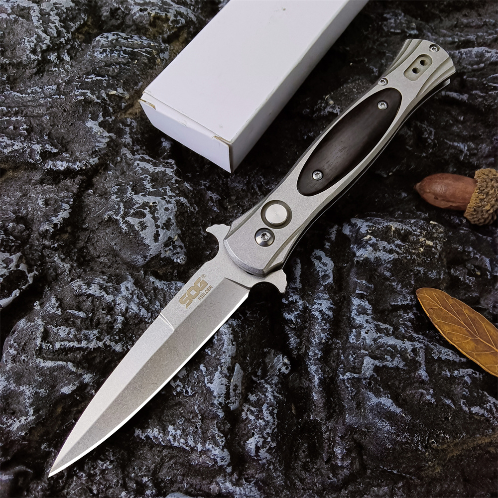 

SOG Tactical AUTO Folding Knife 440C Stonewashed Blade Stainless Steel Handles Outdoor Self Defense Hunting EDC Pocket Knife BM 535 Kersher 3655 UT85