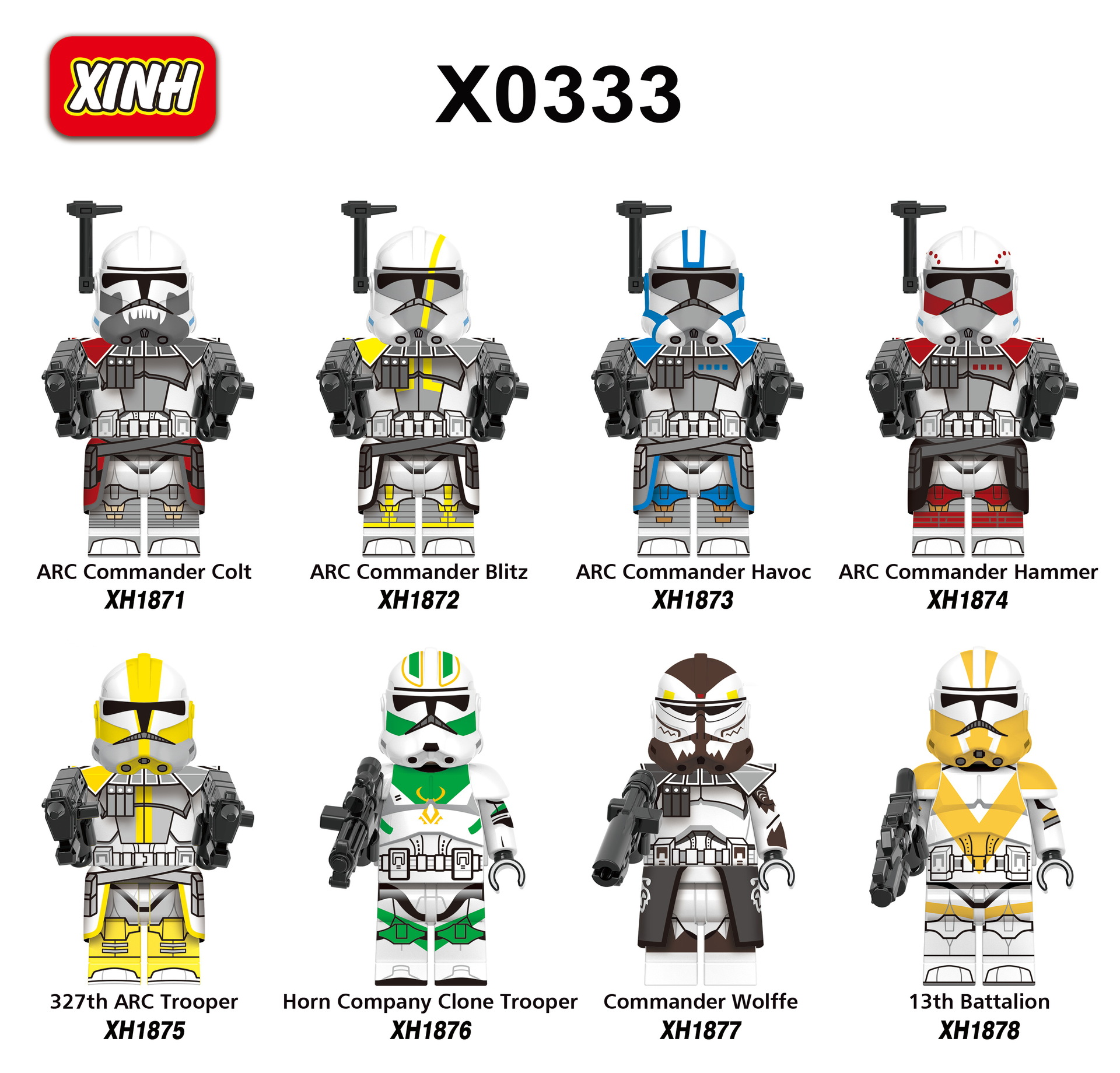

X0333 Plastic Building Blocks Space Wars Minifigs ARC Commander Colt Wolffe Battalion Mini Toy Figure