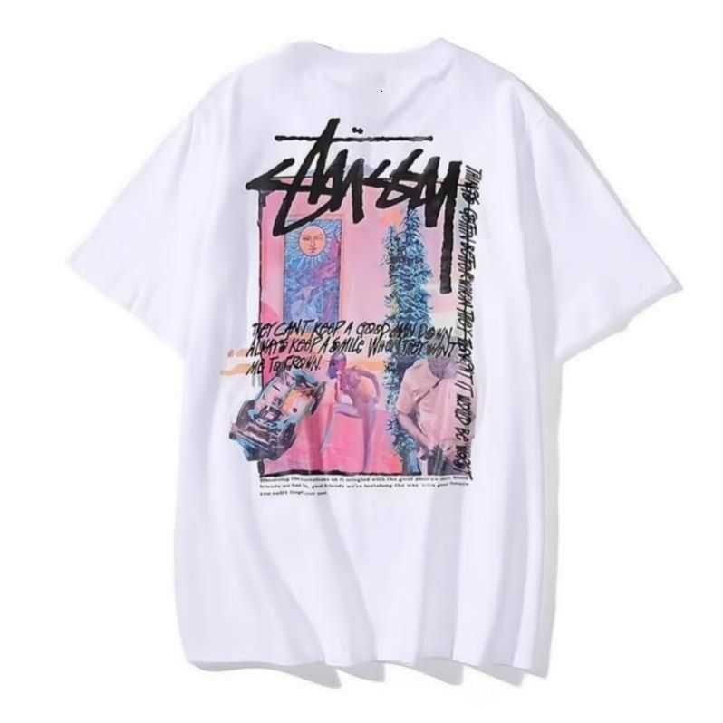 

Designer Luxury fashion brand stussys Classic Mens And Womens T Shirt Dice pattern printed alphabet Summer High Street Trend Tee Ca03, Beige