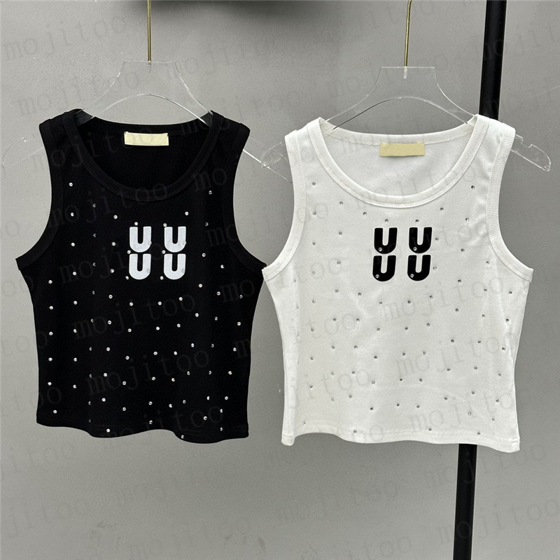 

Letters Knitted Tanks Tops White Black Rhinestone Womens Sweaters Sexy Street Style Vest Knits Shirts