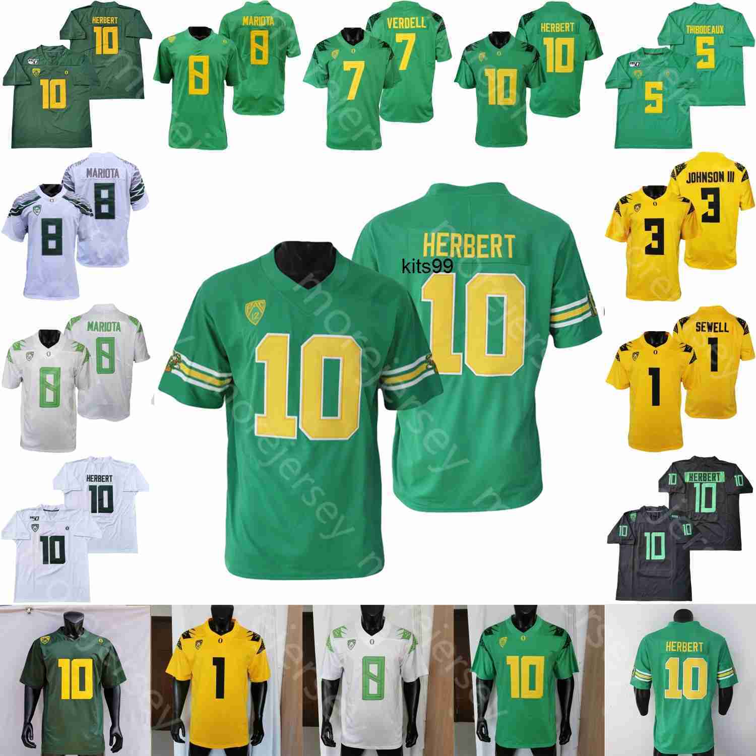 

Oregon Ducks Football Jersey NCAA College Marcus Mariota Justin Herbert Bo Nix Terrance Ferguson Irving Whittington Franklin Hill Flowe, Black i