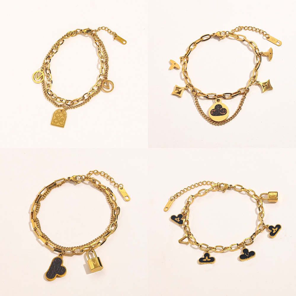 

Classic Chain Bracelets Women Bangle Designer Bracelet 18K Gold Plated Stainless steel Crystal Lovers Gift Wristband Cuff Designer Jewelry New Fashionable