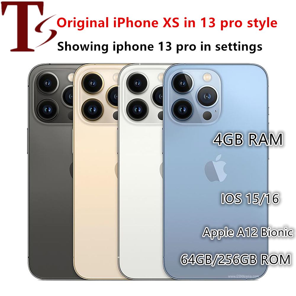 

Apple Original iphone Xs in 13 pro style phone Unlocked with 13pro box&Camera appearance 4G RAM 64GB 256GB ROM smartphone well tested, Blue