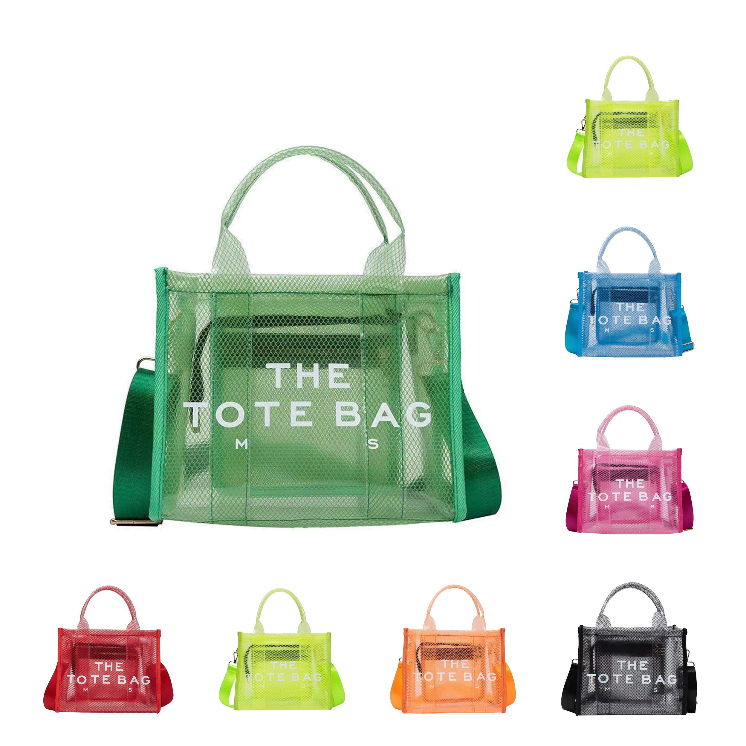 

2 size COOL marc jocob the tote bag marc jocobs Beach bag Womens Mens designer tote crossbody classic square plastic PVC summer Winter vacation travel shoulder bags, Orange