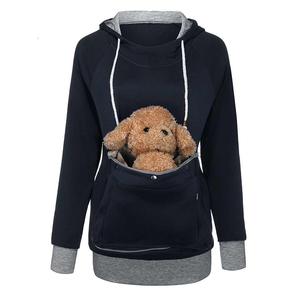 

Women's Hoodies Sweatshirts Cat Lover Kangaroo Dog Pet Paw Pullovers Cuddle Pouch Pocket Animal Ear Hooded 230227, Navy