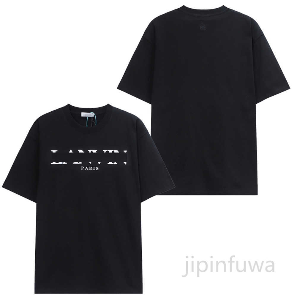 

2023 Men' T-shirts Lanvins Designer Tshirts Women High Street Cotton Tops Casual Shirts Luxurys Brand Shorts Sleeve Crewneck Clothes T23q, White