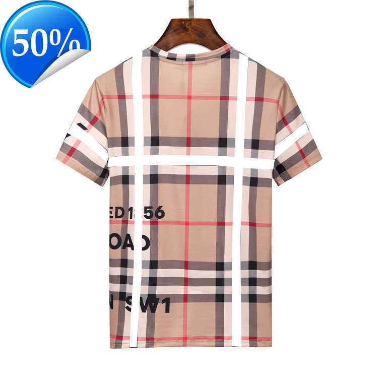 

Men's T-Shirts black and white new double yarn 100% cotton fabric classic plaid European American br letter pattern variety loose32ESSk, 18