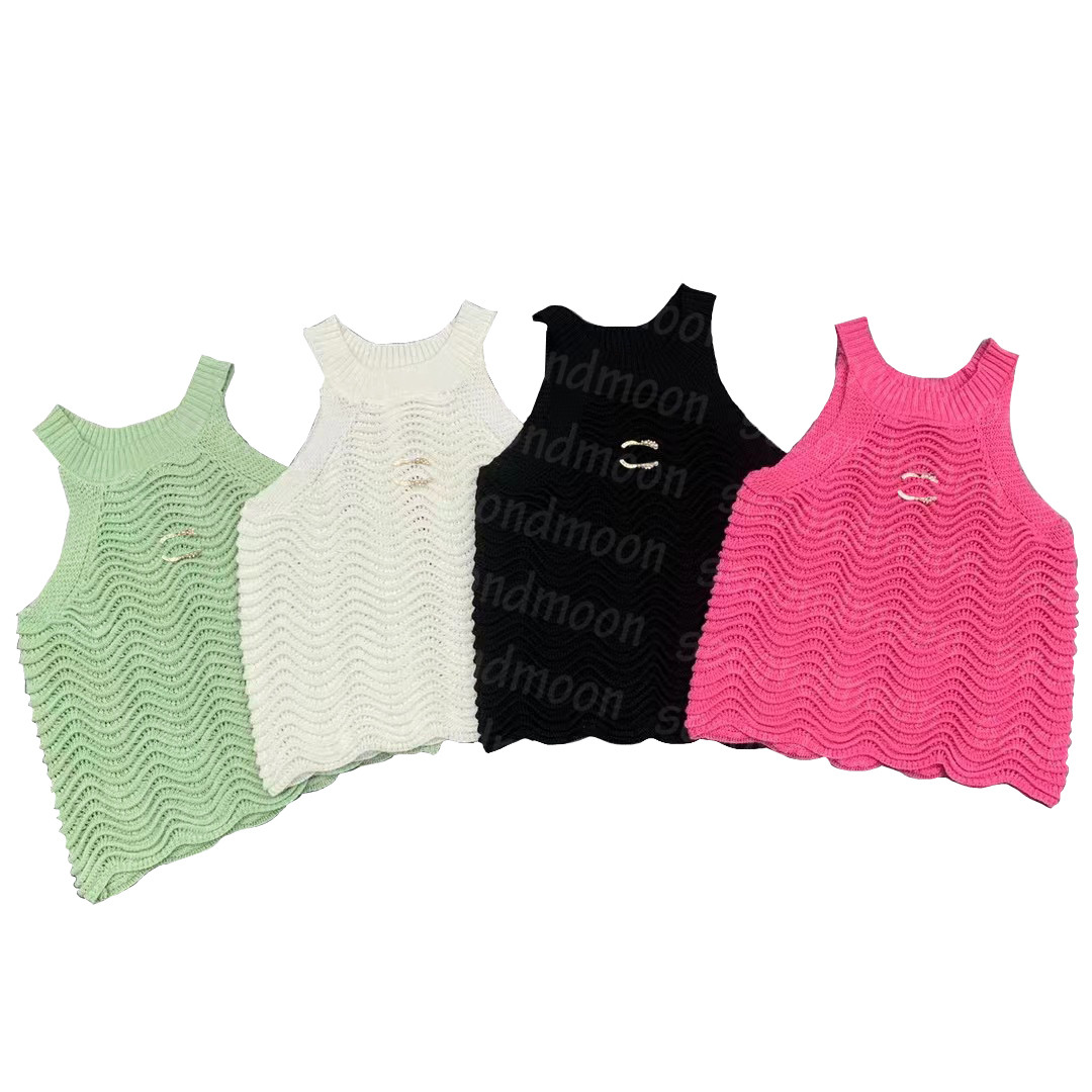 

Double Letter Knits Tee Women Summer Knitting Vest Designer Sleeveless Knitted Vests Breathable Tank Top, White