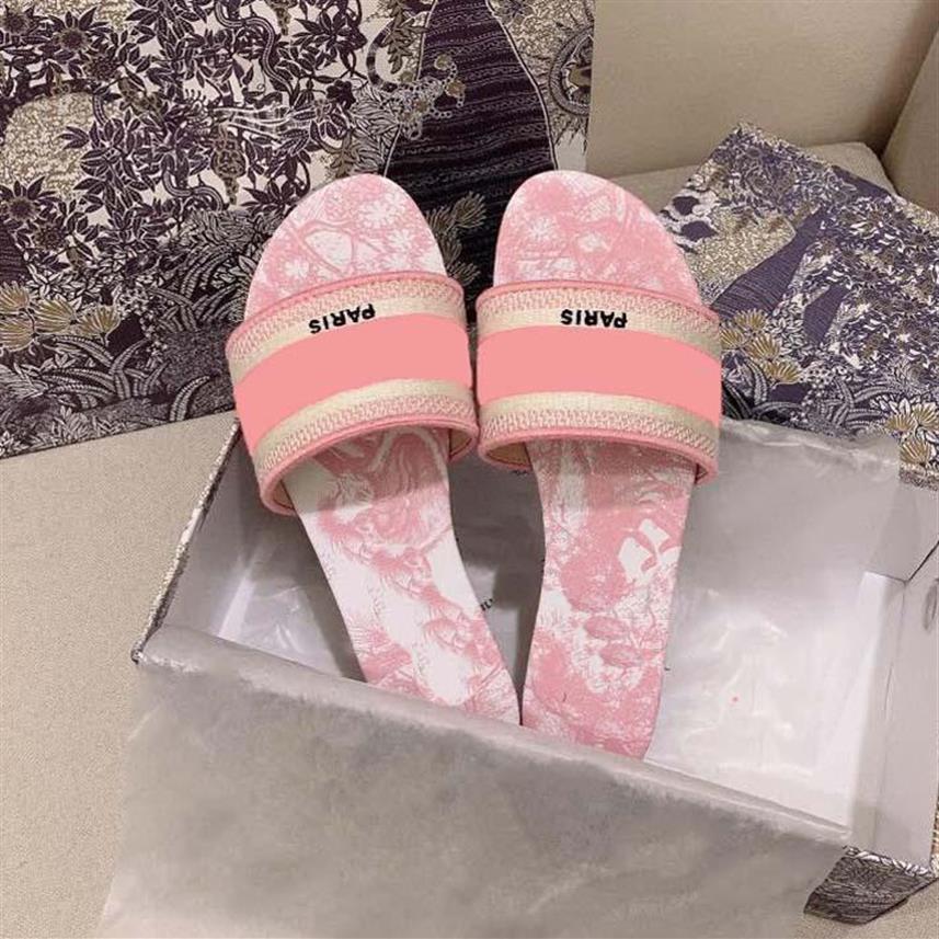 Sandals 2021 Summer Luxury Designer Shoes High Quality Beach Casual Ladies Brand Slides Black White Pink Mens Kids265E