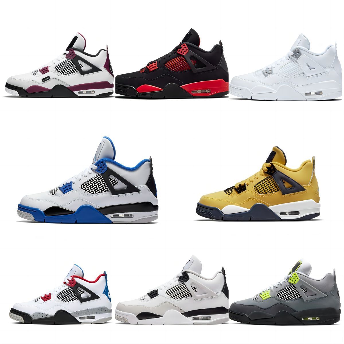 

Mens Basketball Shoes 4 Jumpman 4s Slippers Military Black Canvas Tech Oreo Violet Ore University Blue Red Sail Midnight Navy Womens IV Sports Sneaker Trainers, 16