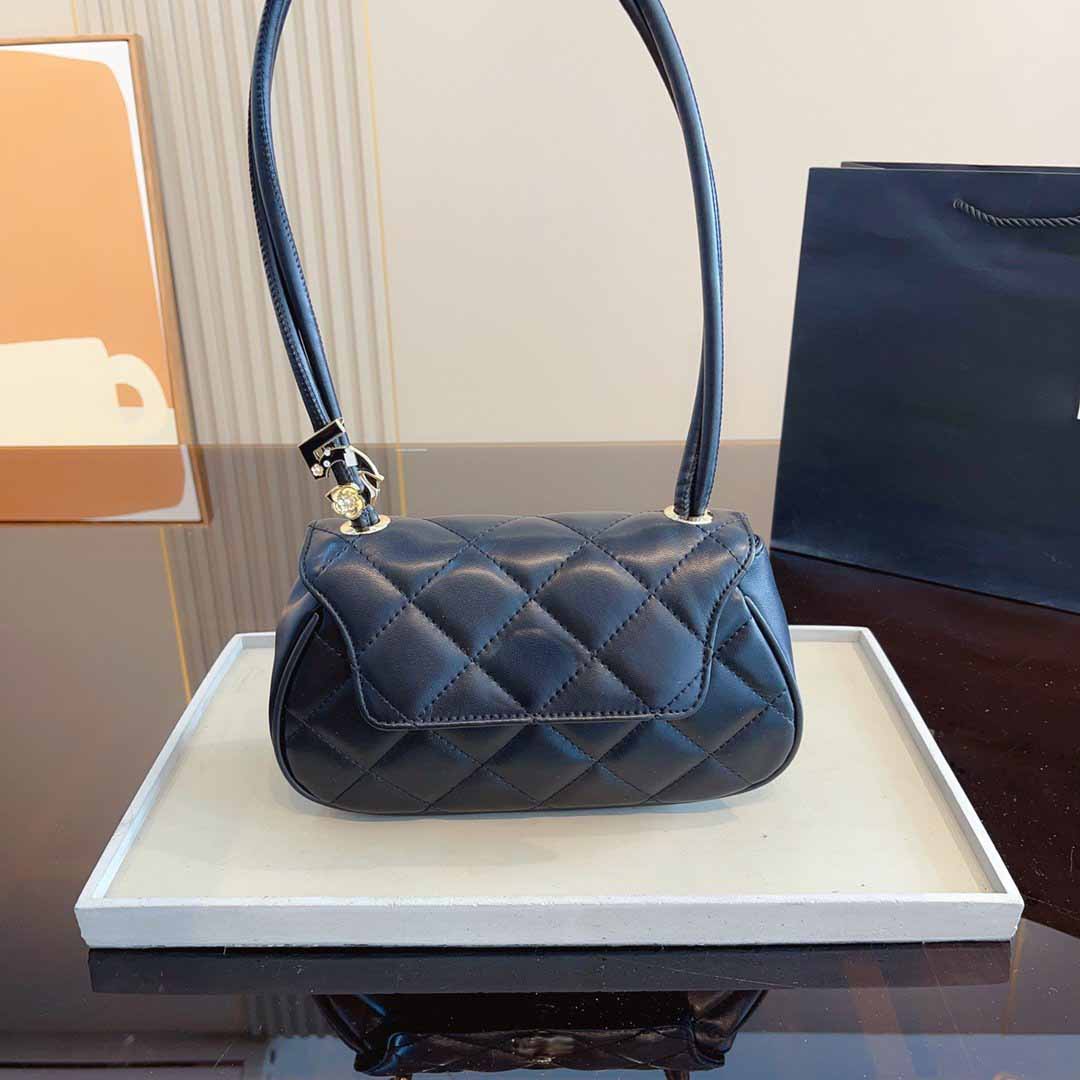 

Mini Underarm Shoulder Bag Outdoor Portable Multi Purpose Travel Shopping Bag Long Handle Handbag Womens Luxury Designer Coin Wallet Card Bag 23x7x13cm, Black