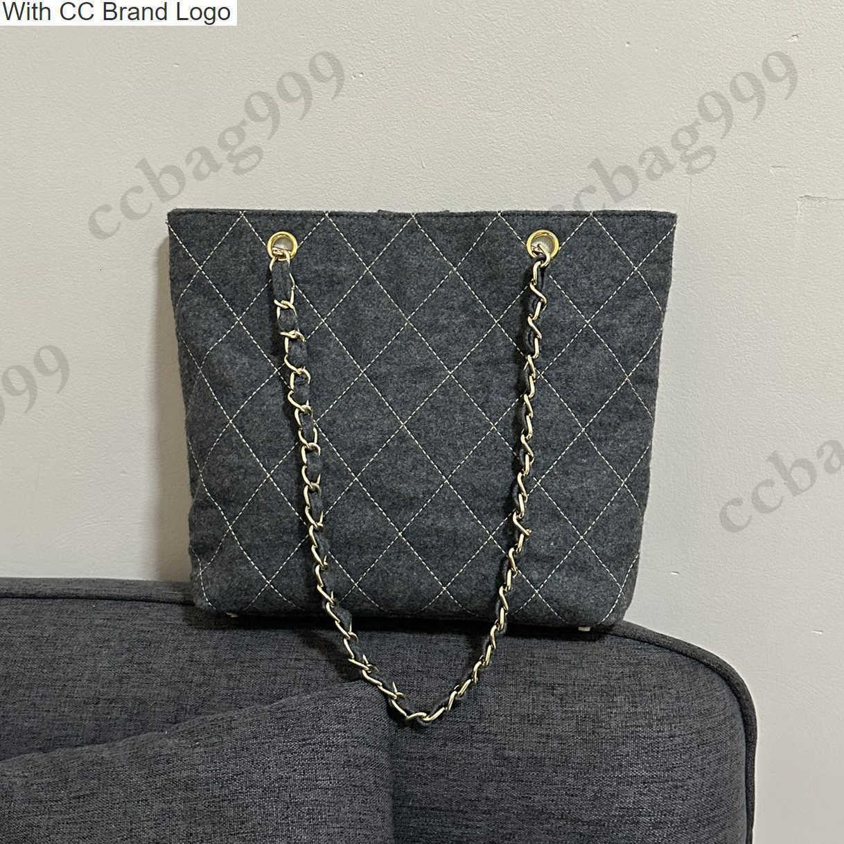 

CC Brand Shoulder Bags French 2023 Designer Gray Felt Shopping Bags Classic Diamond Quilted Gold Metal Hardware Chain Underarm Women Outdoor Large Capacity Tote, Grey