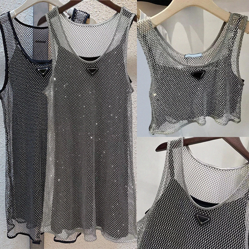 

Sleeveless Womens Dress Hollowed Black Satin Sling Dress Rhinestone Shiny Hollow Vest Dresses 2pcs Set Denim Bra Tops Free Szie X9Iw#, Gray-long