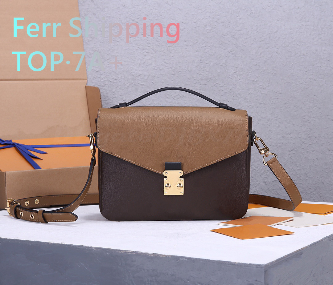 

Designer luxury womens bag leather messenger bag top high quality single shoulder bag ladys bag Casual fashion handbag Clamshell clutch Pochette Metis M40780, Brown/yellow flowers