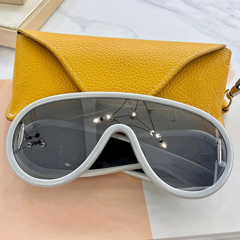 2024 Lunettes de soleil Designer Masque de vague de luxe LW40108i Lentille argentée Ovale Grand cadre Lunettes Femmes Acétate Fibre Casual Lunett
