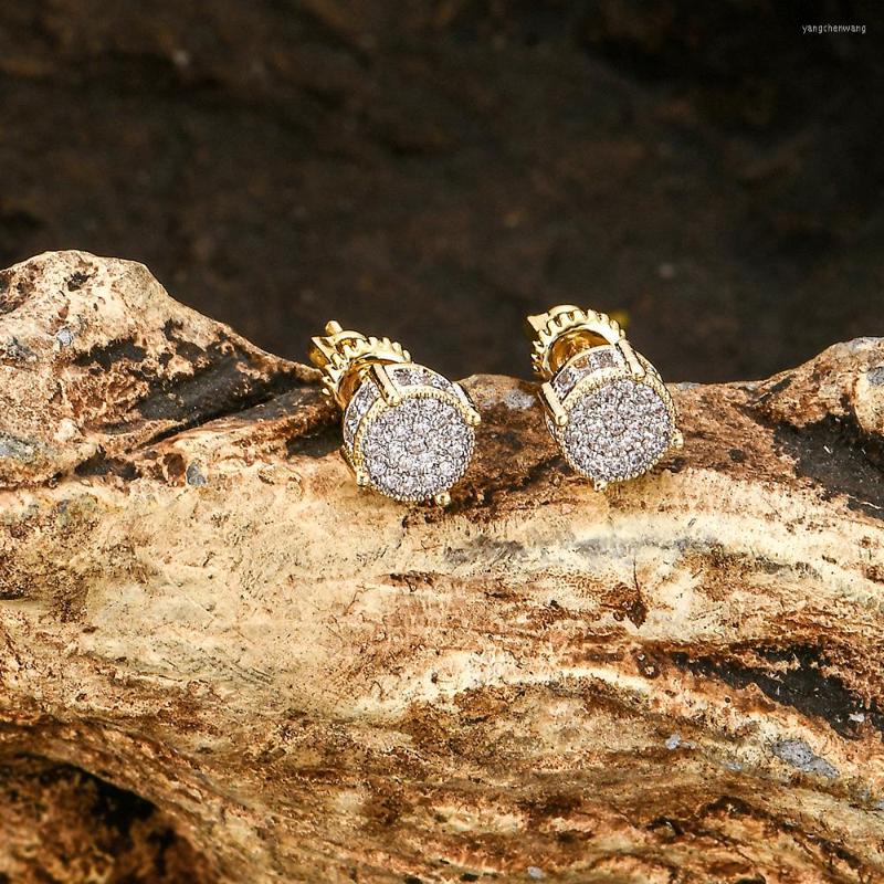 

Stud Earrings Fashion Round Design Hip Hop Bling Brass For Women E010