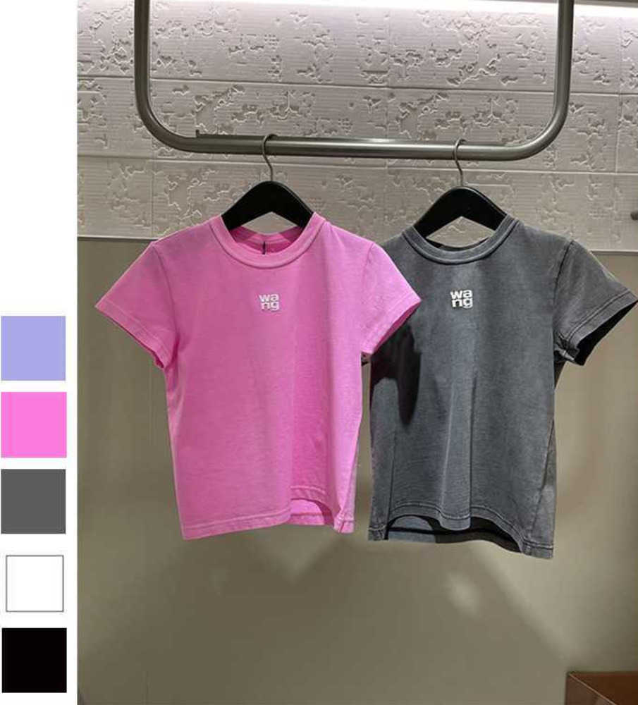 

Aw king 2023 spring designer summer new women' cotton top foam letter printing wang old short-sleeved t-shirt Motion design 987ess, White