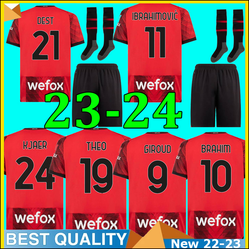 

23 24 IBRAHIMOVIC GIROUDsoccer jerseys TOMORI football shirt 2023 2024 TONALI BENNACER REBIC Camiseta de futbol ROMAGNOLI AC miLANS LEAO men and kids sets uniforms, 22 thrid