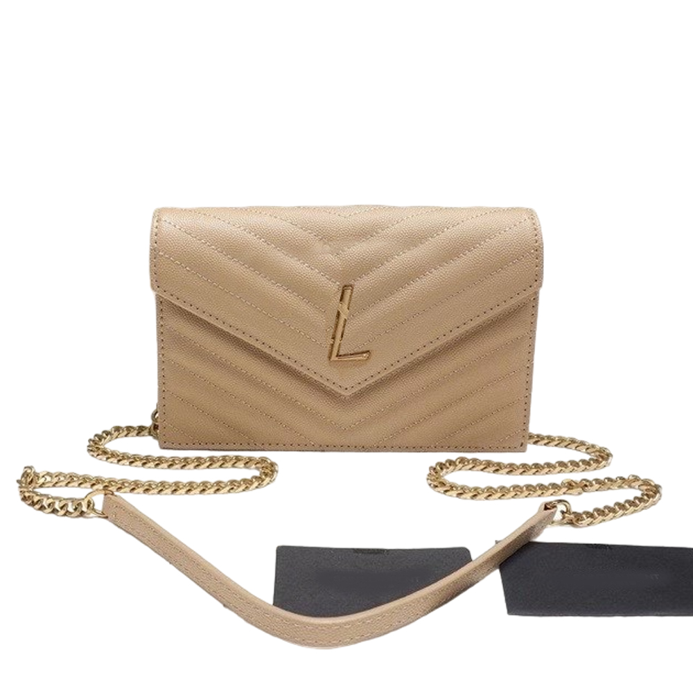 

Y* 4A Quality Designer Crossbody bag cowhide Chain Wallet Grained Embossed Leather Handbag Card Holder Woman Shoulder Purse Lambskin Wallets, Color 1