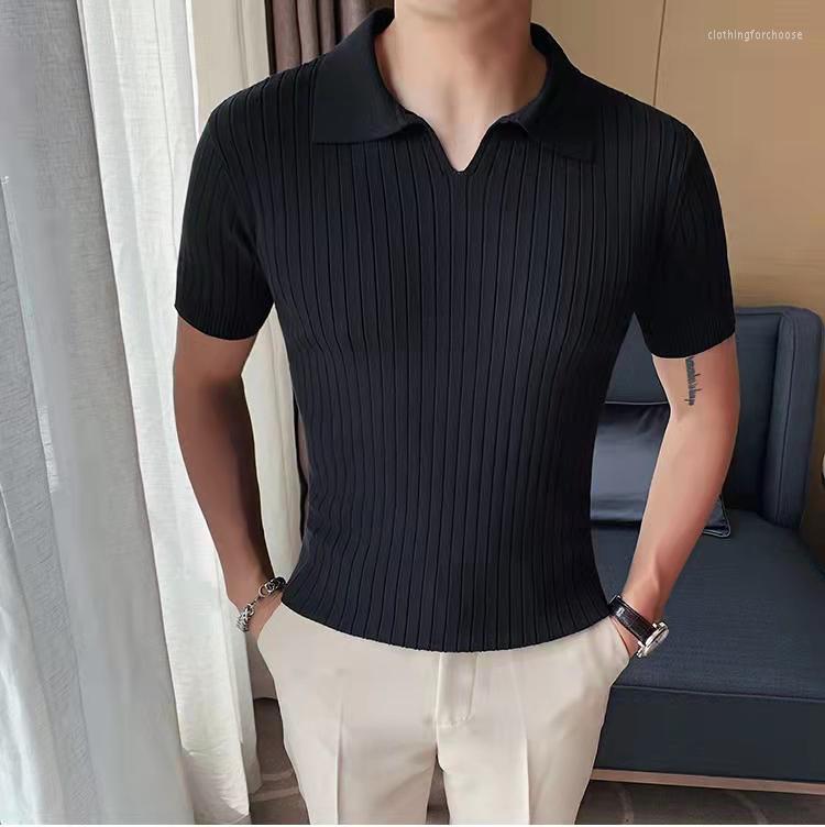 

Men' Polos Summer Men Polo Shirts with Short Sleeve Knitwear Turn Down Collar Casual Knit Solid Top Fashion Tees Shirt Male Clothing 2YYNR, Yellow