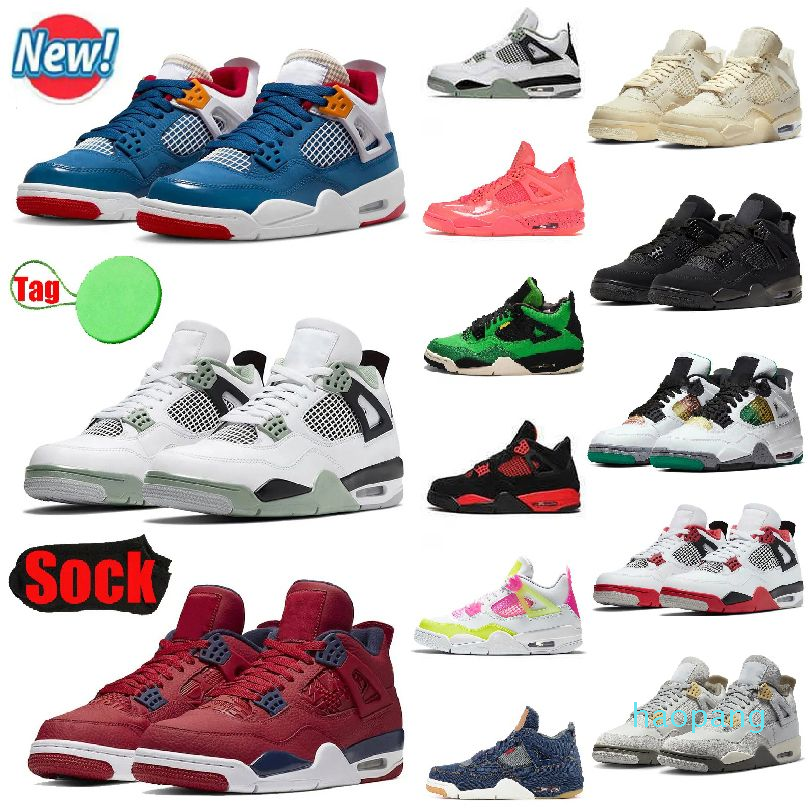 

2023 New 4 Basketball Shoes for Men Women 4s Military Black Cat Photon Dust Red Thunder Messy Room Canyon Purple Seafoam Blue Fiba Cool Grey Mens Sports Sneakers U8s5