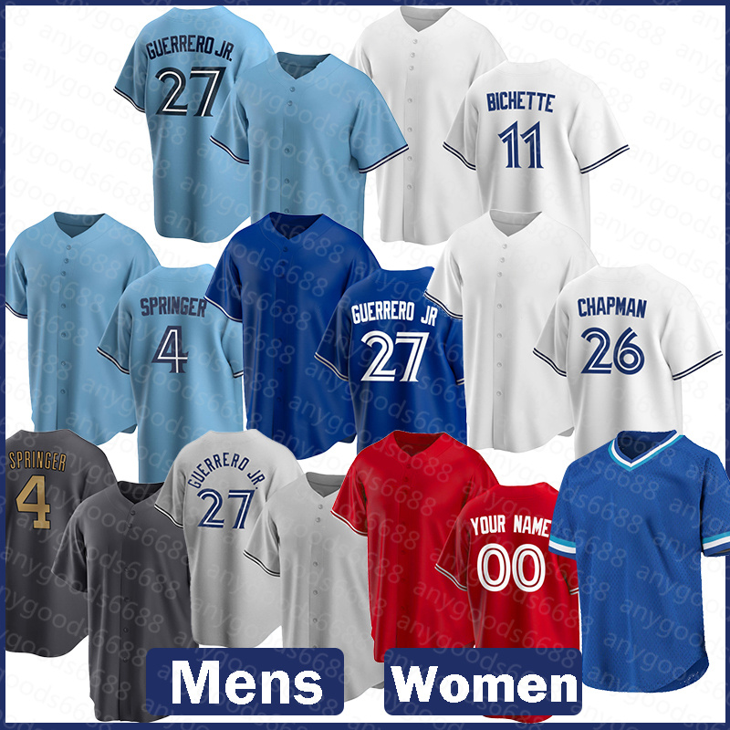 

2022 New Baseball Jersey Vladimir Guerrero Jr George Springer Daulton Varsho Bo Bichette Matt Chapman Alejandro Kirk Kevin Kiermaier Cavan Biggio Whit Merrifield, Women(size:s-xxl)lanniao