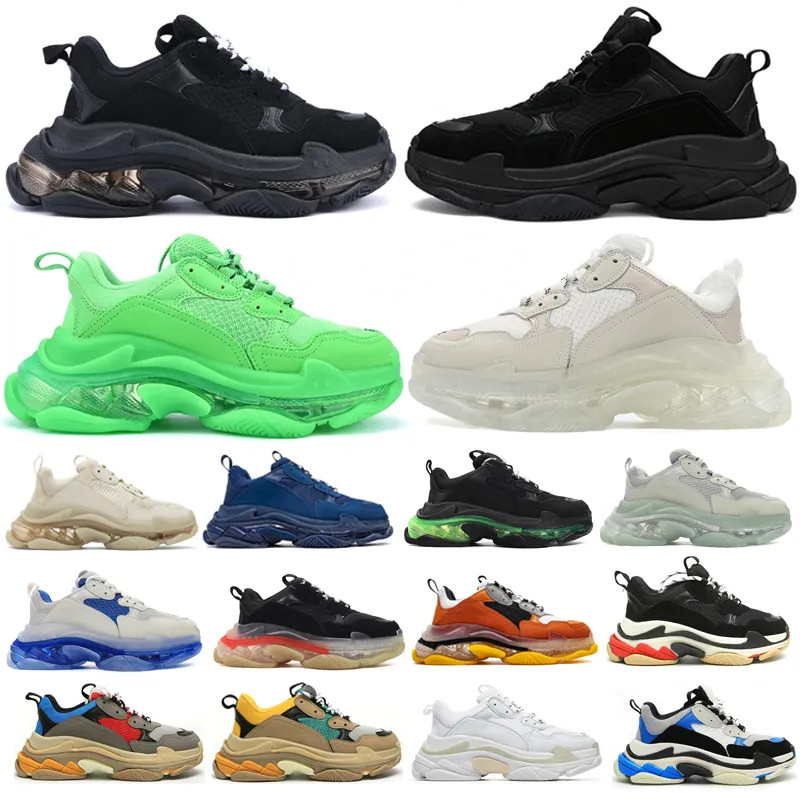 

Paris Casual Shoes Triple S Clear Sole Trainers Dad Shoe Sneaker Black Oversized Mens Womens Beige Best Quality Runners Chaussures luxury designer platform trainer, Box