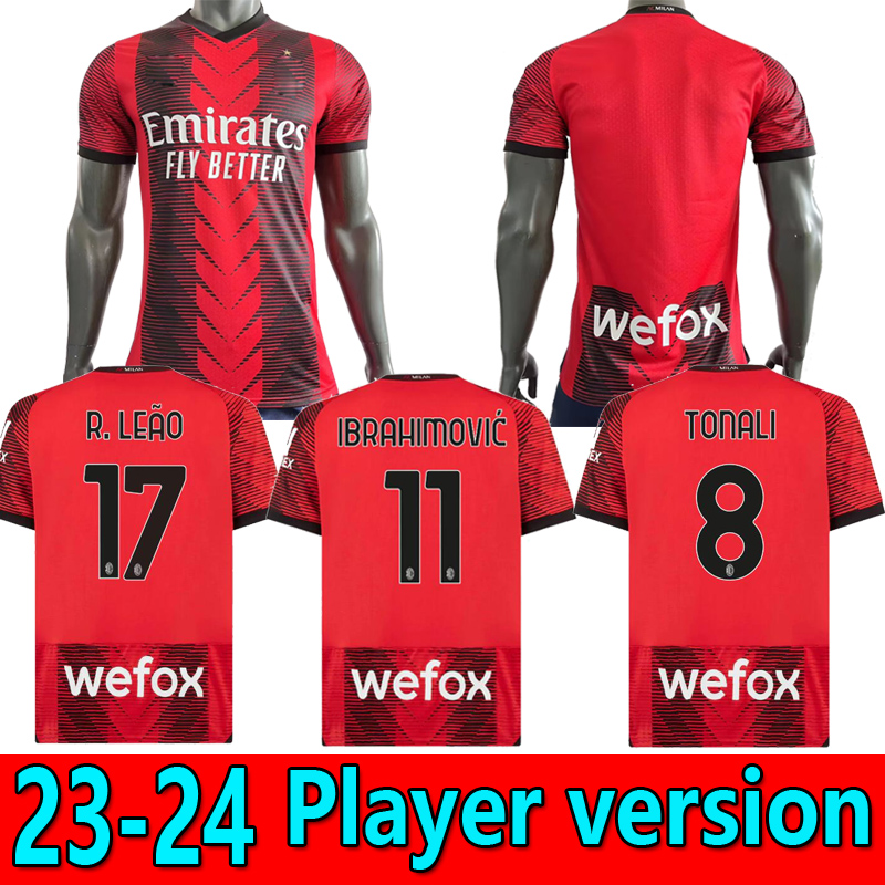 

23 24 IBRAHIMOVIC AC MILANS soccer jerseys R. LEAO GIROUD KESSIE Player version football shirt 2023 2024 TONALI Camiseta de futbol THEO BRAHIM Fourth 4th uniforms, 23/24 home 3