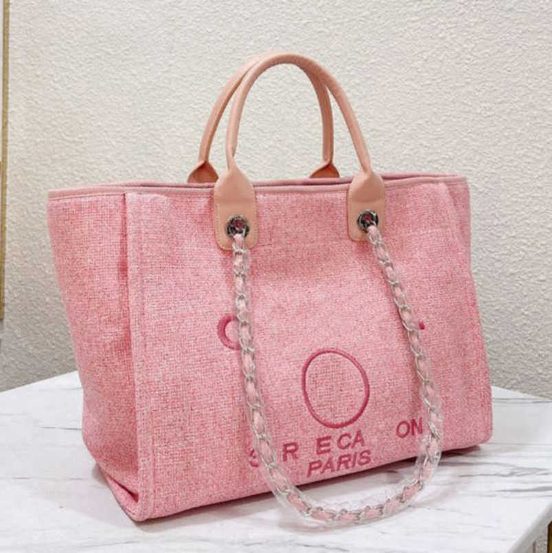 

CH Luxury Women's Hand Bags Beach Bag Brand Embroidered Handbag Canvas Chain Backpack Evening Handbags Female Pearl Big Shopping Designer Small Backpacks 2ghd