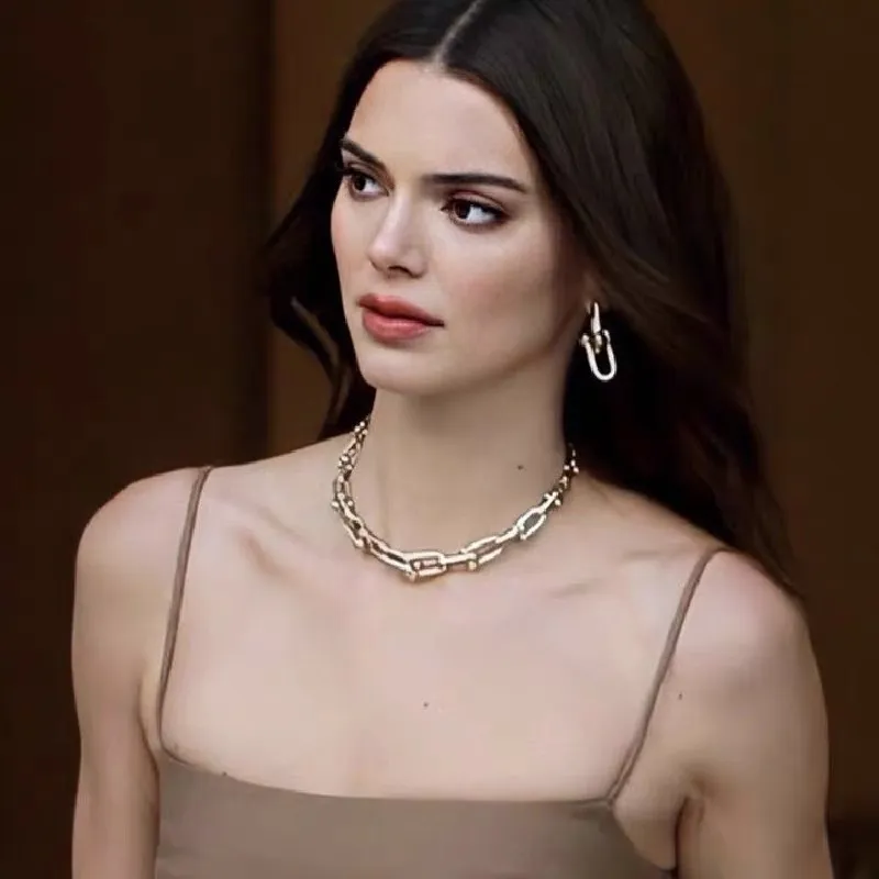 

New Hiphop Necklace Vintage Metal Chain Chokers Necklaces for Women U Shape Chain Necklace Punk Jewelry Gothic Colliers tiffanys