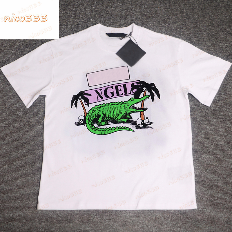 

Mens t shirt coconut crocodile letter print pattern cotton round neck loose and versatile street womens short sleeve, #01